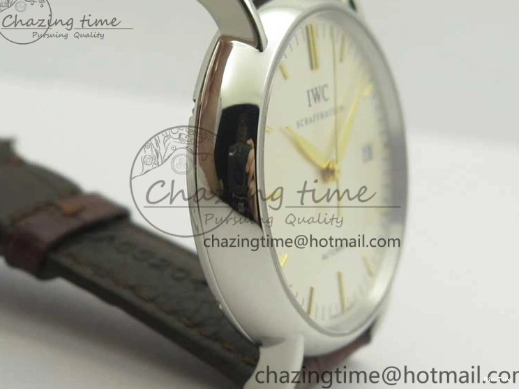 MIROTIME 0122 Portofino Automatic SS TWF 1:1 Best Edition Silver Dial Gold Markers on Brown Leather Strap A Bright 7203